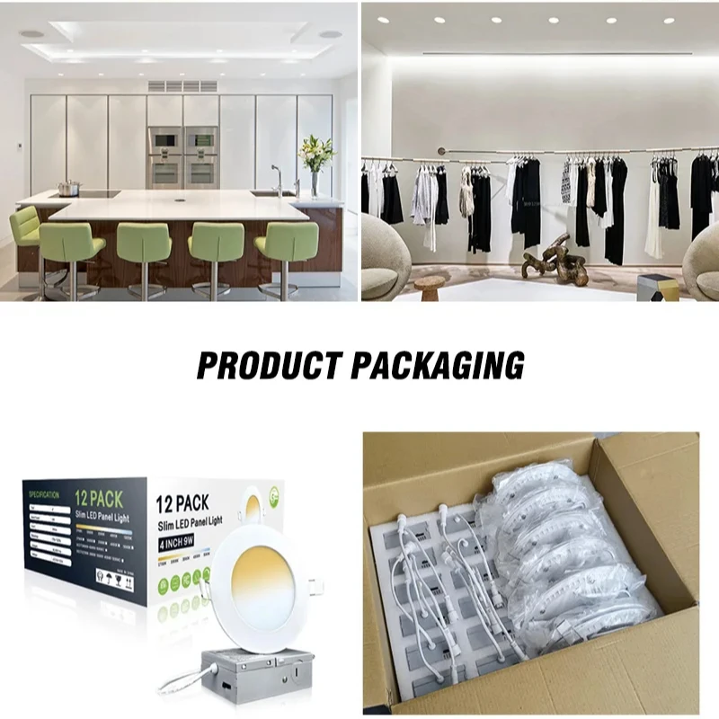 Bedroom 4inch 6inch 8inch frameless dimmable 5cct 3cct led pot light slim ETL panel light commercial