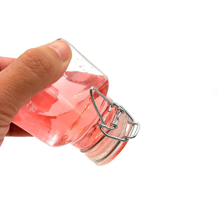 Supplier Empty Square Kitchen Clear Ginger Salt Pepper Container 4oz Glass Spice and Jars with Flip Top Lids