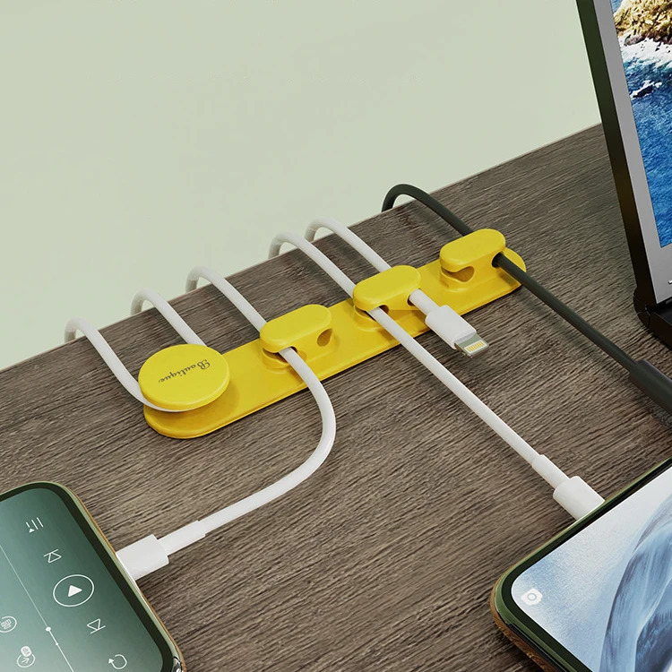 Charging Cable Organizer Desktop Storage Holder silicone Data Wire Fixing Device Self-adhesive Wire Winder Wire Clip