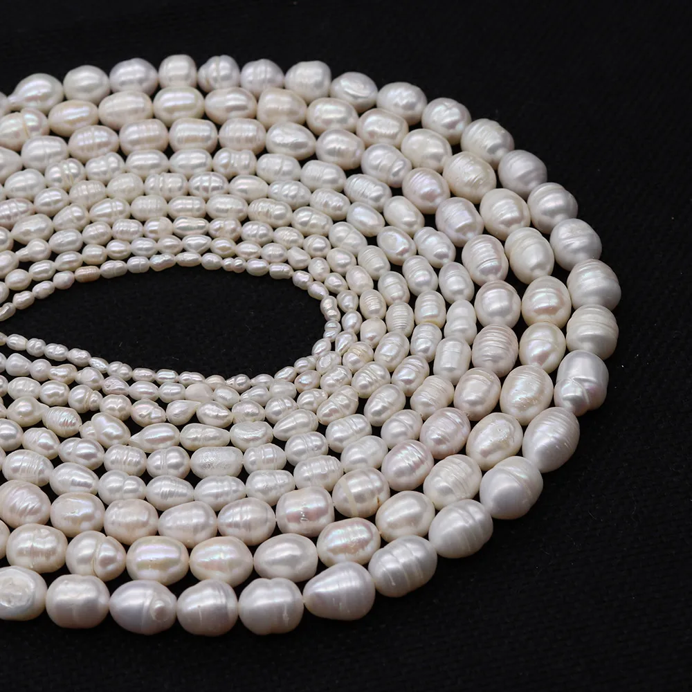 JC crystal wholesale fresh water pearl beads strands rice beads 2mm-13mm  threaded pearl DIY for  jewelry making