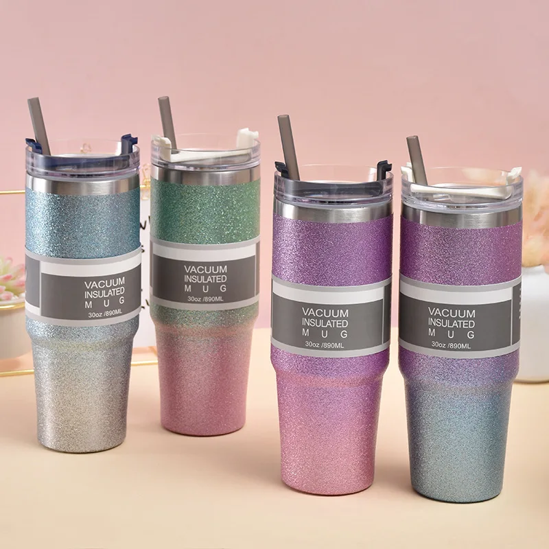 Custom botella de agua  paint tumbler with straw motivational water bottles termos water bottle Ice Blaster cup wholesale