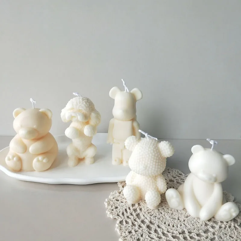 J520 Wholesale Luxury Birthday Gifts Candle for Kids Teens Adults DIY Soy Wax Unique Cute Bear Shaped Candle With Gift Box