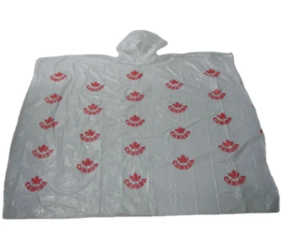 Transparent light weight printed raincoat /rain poncho for adults