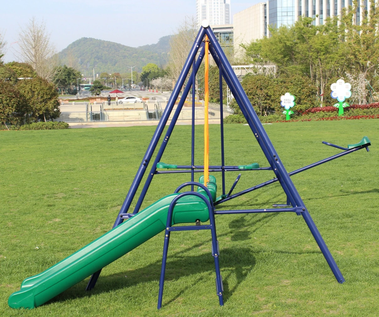 IUNNDS Children Garden Outdoor Metal Swing Set Belt  Commercial Outdoor Playground Swing With Slide And Swing