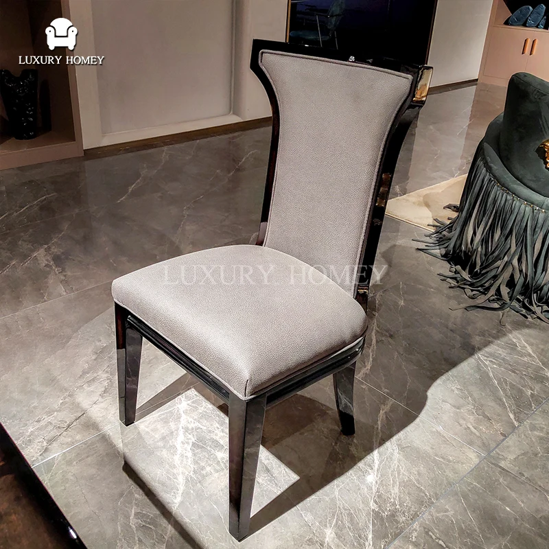 Italian high-end luxury natural wood veneer long dining room set modern dining table set full dining room furniture