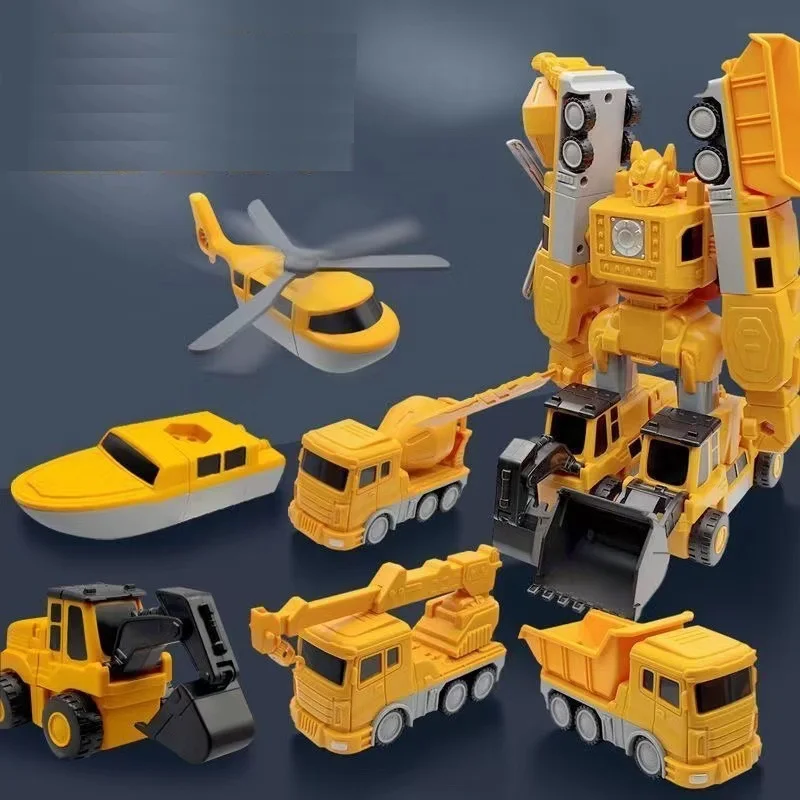 Hot Selling Kids Robot Toys Magnetic Transform Engineering Car Assembled Toys Construction Vehicles Building Blocks Toys