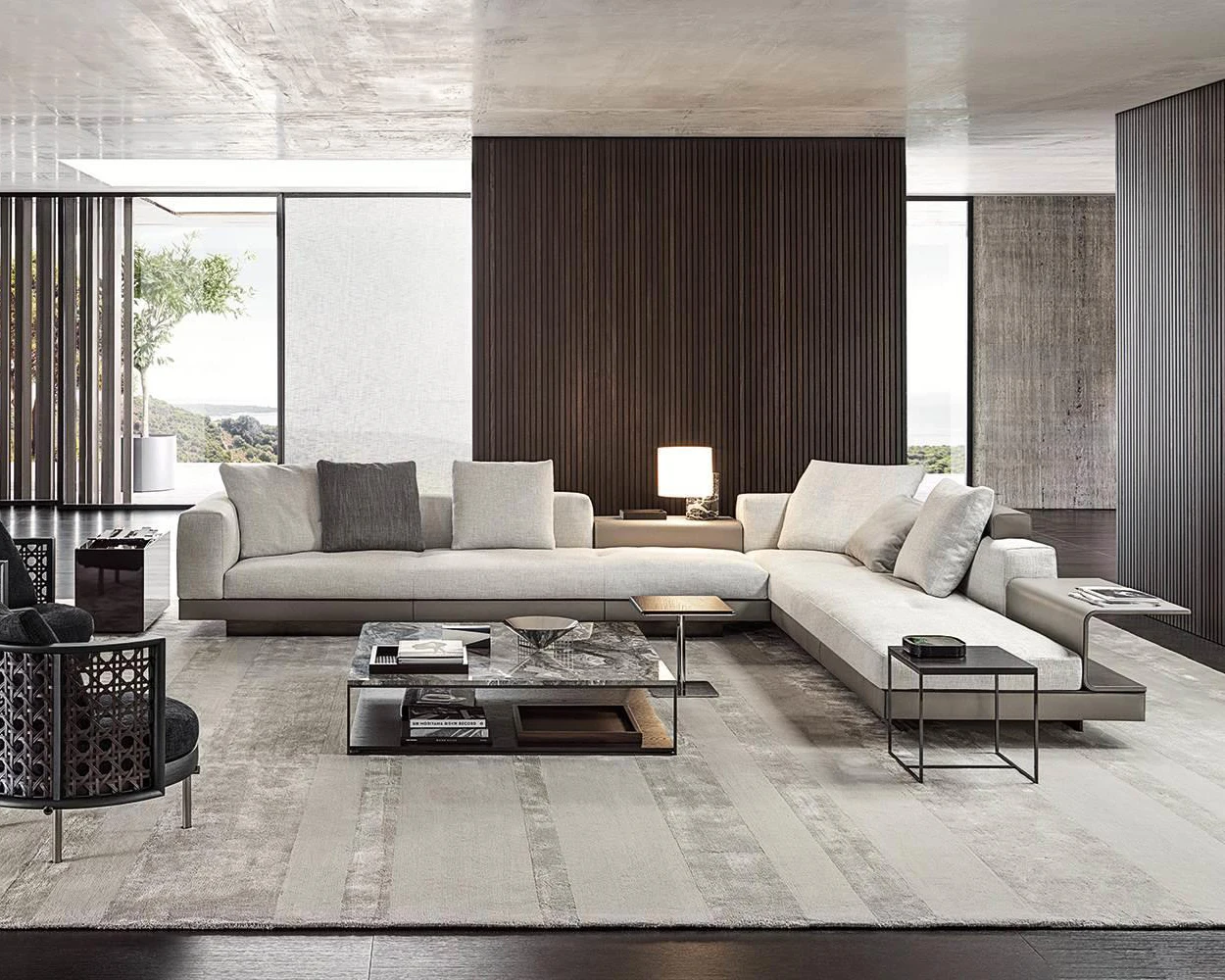 Foshan Factory Modern Couch Living Room Sofas Nordic Fabric Corner Modular Sofa Set Italian Luxury Villa Sectional Sofa