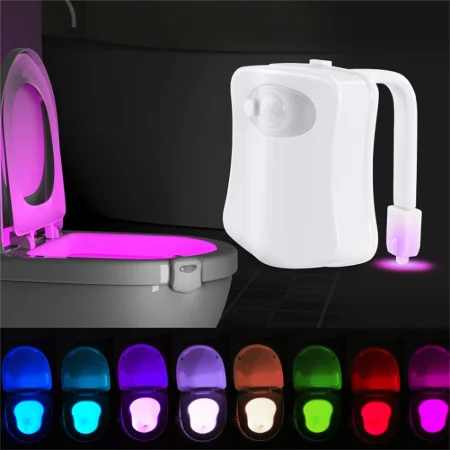 Smart Motion Sensor Toilet Seat Night Light 8 Colors Waterproof Backlight For Toilet Bowl LED Luminaria Lamp WC Toilet Light