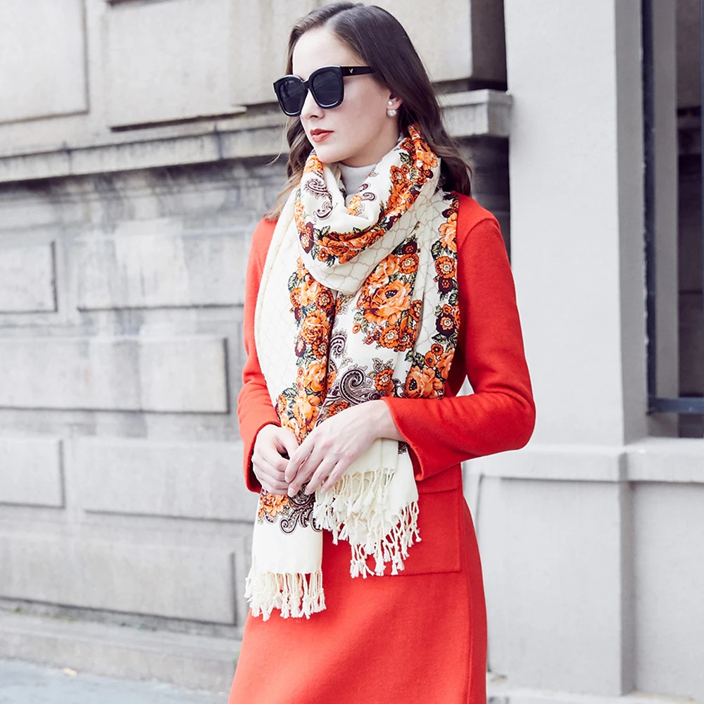 Manxiang Handmade Fashion Designer Shawl Poncho Printing Silk Scarf Luxury