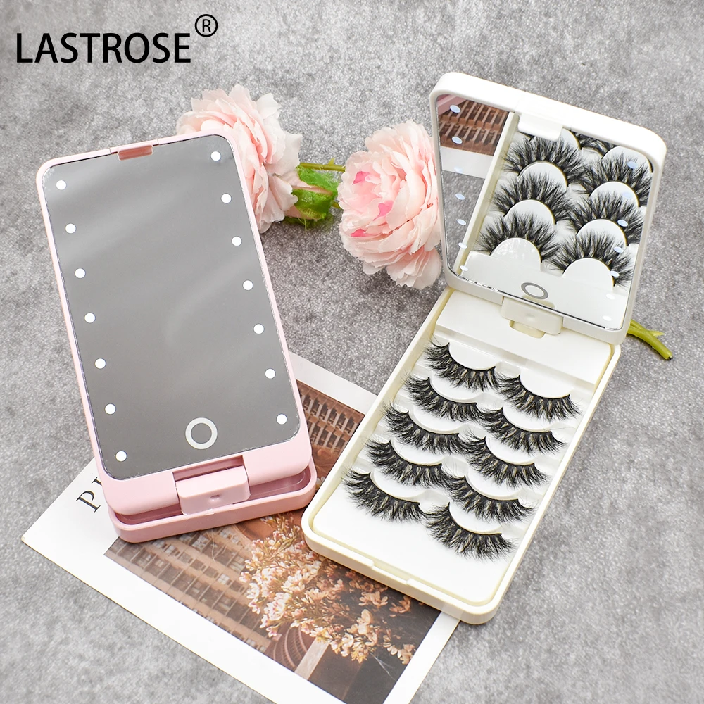 hot selling led light mirror lashes case unique eye lash packaging with OEM logo luxury paper false eyelash packaging box
