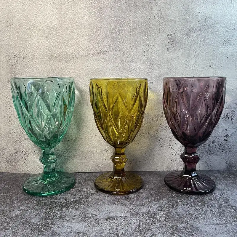 Hot High Quality Stemless Logo Custom Engraved Luxury Crystal Wine Glasses Vintage Colored Drinking Vintage Glass Goblets