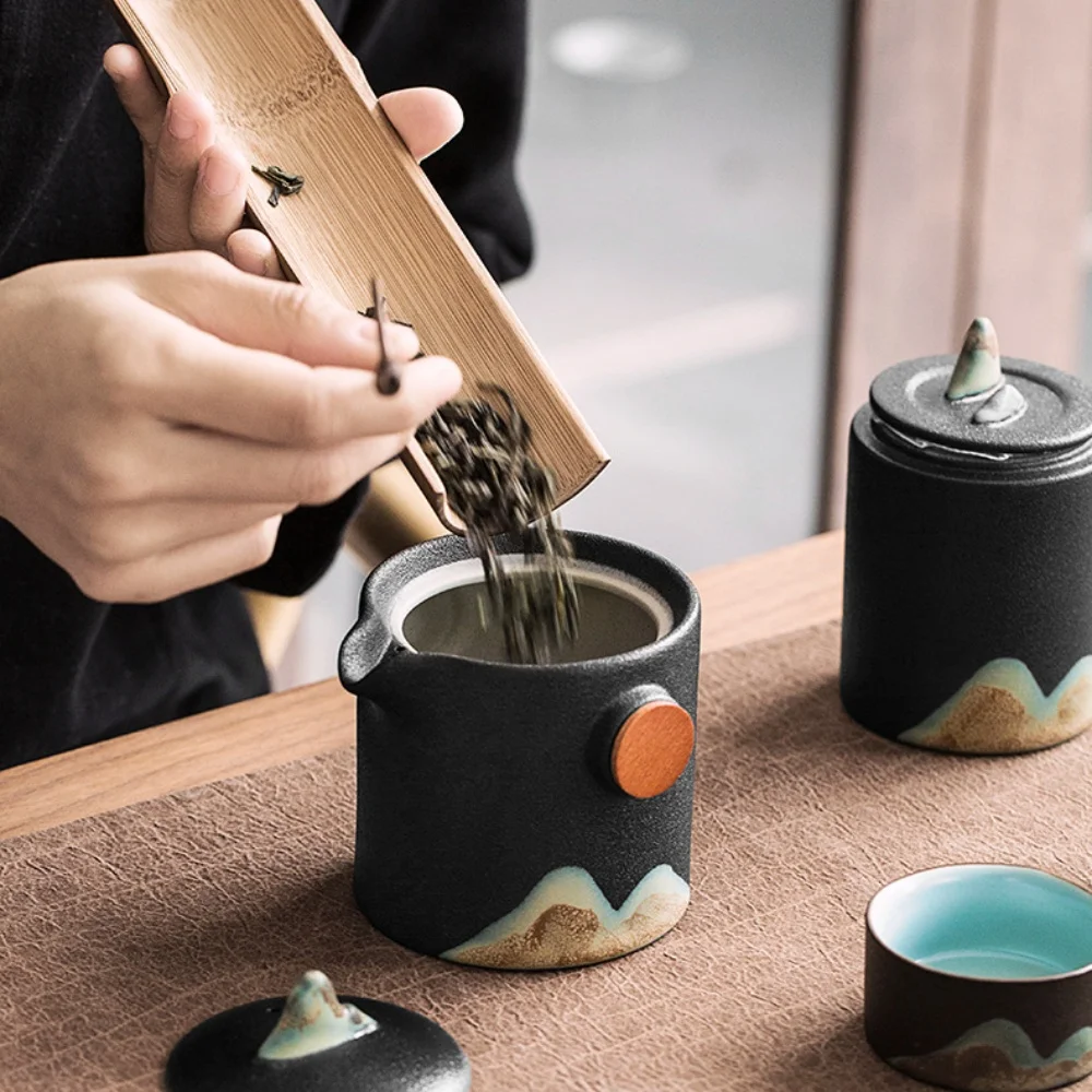 Japanese-style Ceramic Coarse Pottery Tea Storage Jar With Sealed Cover For Tea, Coffee Bean