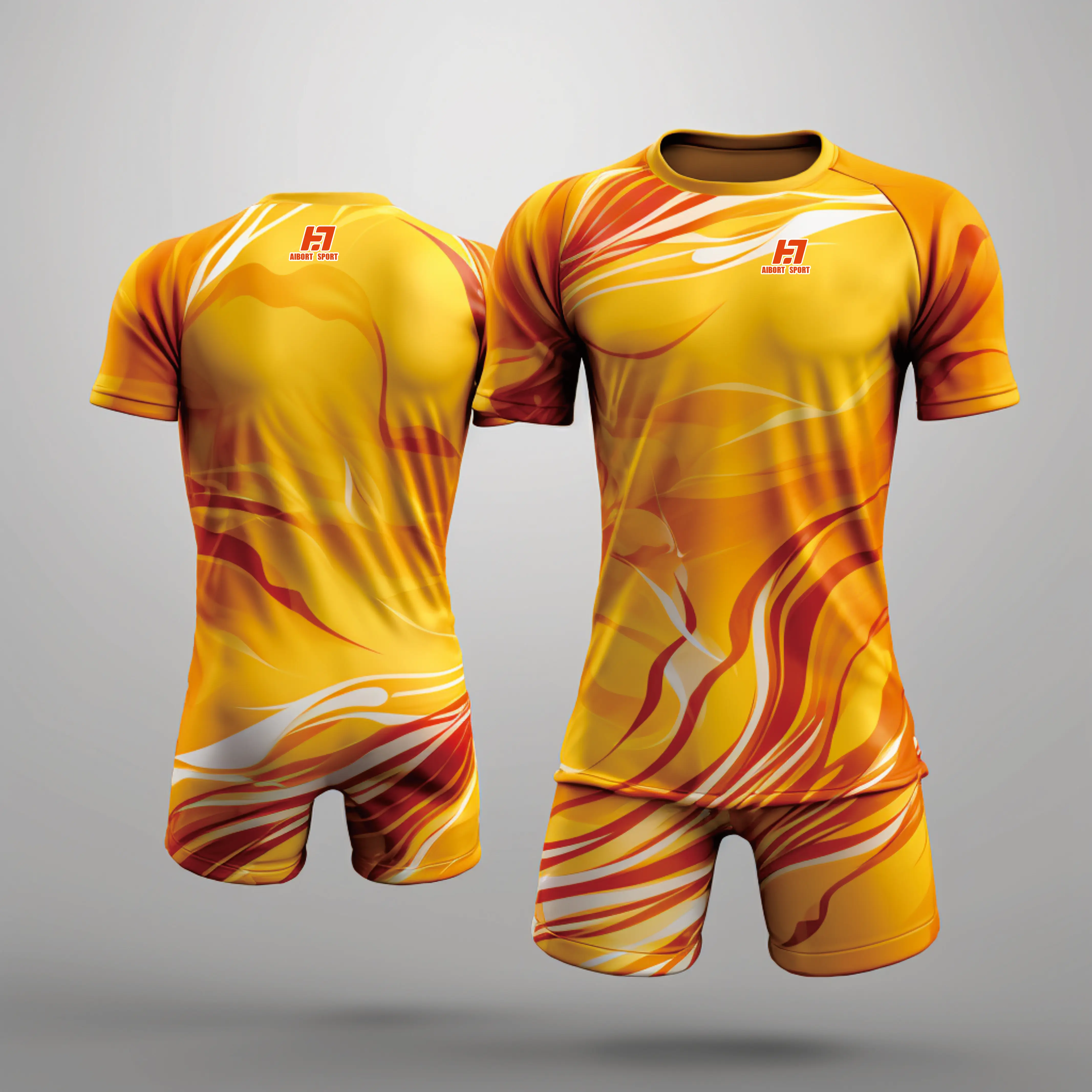 Aibort Wholesale Custom Sublimation Jersey Set Football Red And Blue Stripe Jersey Quality Goalkeeper Collared Reversible Wear/