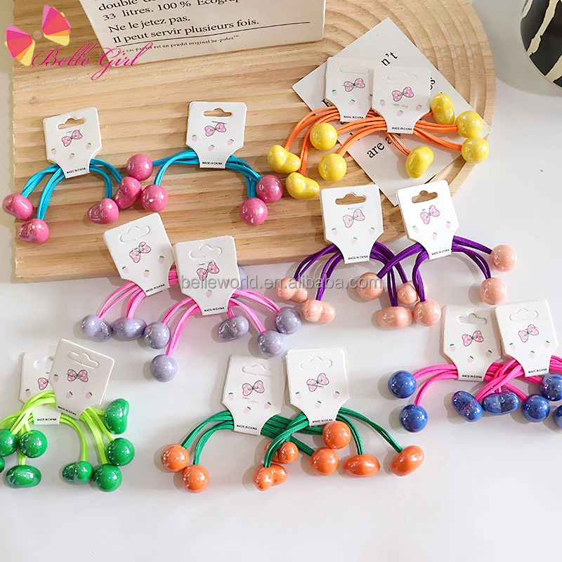 BELLEWORLD factory 10pcs/set Korean cintas para el pelo hair band kids double ball hair balls hair tie for girls accessories