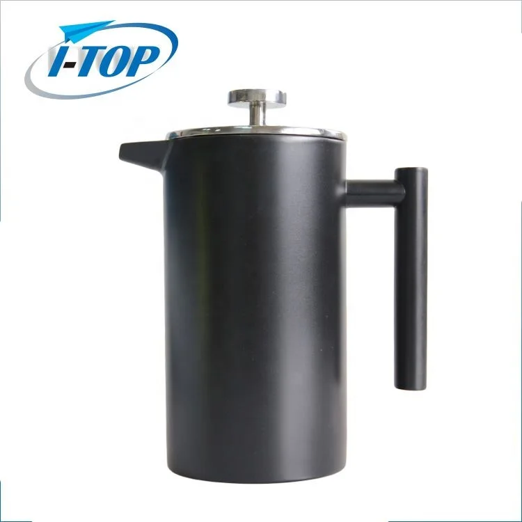Good quality stainless steel coffee pot double wall french coffee plunger with black plating