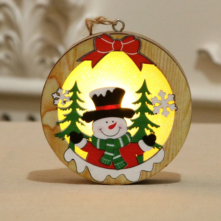 
Wholesale wood crafts lights christmas tree ornaments 