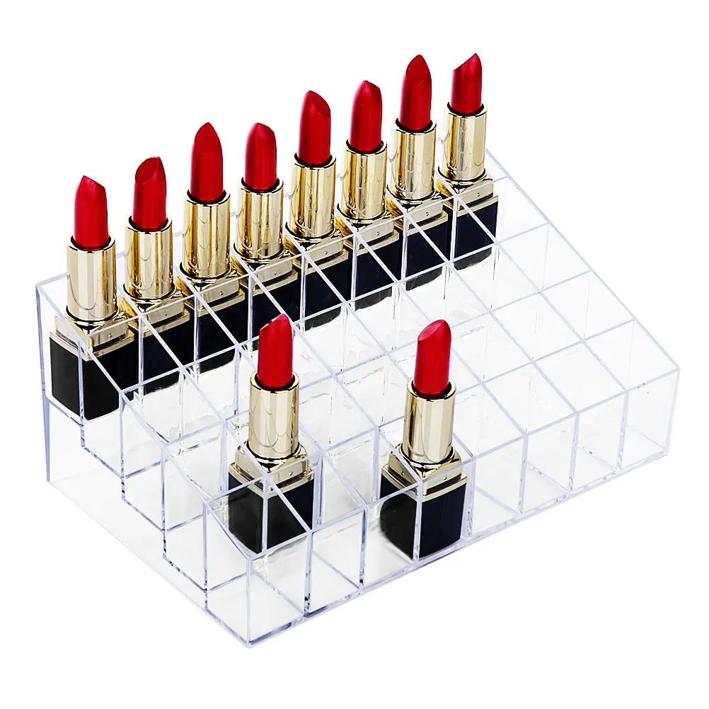 Wholesale 40 Spaces Clear Cosmetic Rack Acrylic Makeup Storage Box Lipstick Display Stand