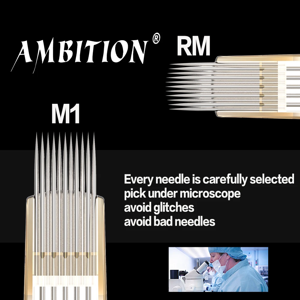 Ambition Premium 20pcs 5rm 7rm 9rm 11rm 13rm 15rm 17rm 23rm 25rm RM Curved Magnum Disposable Tattoo Cartridge Needles
