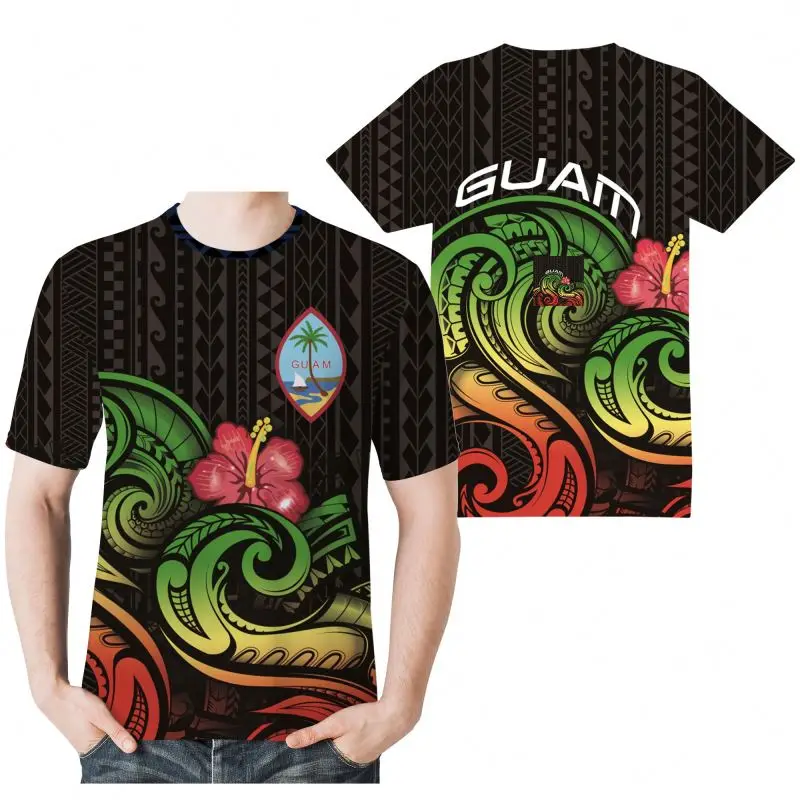 
Original Tribal Polynesian Hibiscus Pattern Guam Logo Design Plus Size Vintage T Shirts for Male Streetwear In Bulk Dropshipping 