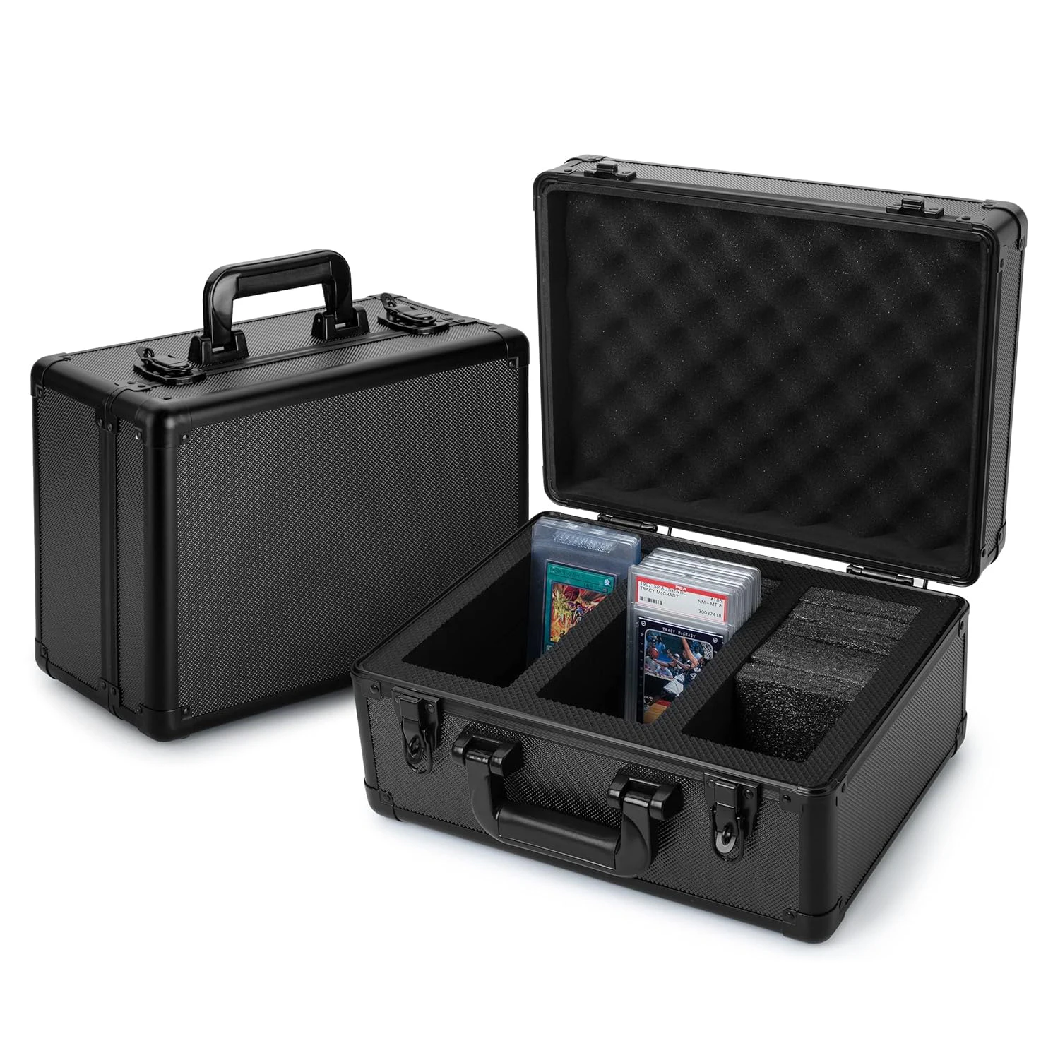 Custom 3 Row Aluminum Frame P-SA BGS card SLAB Storage Case Box with EVA Foam Metal Trading Card Case