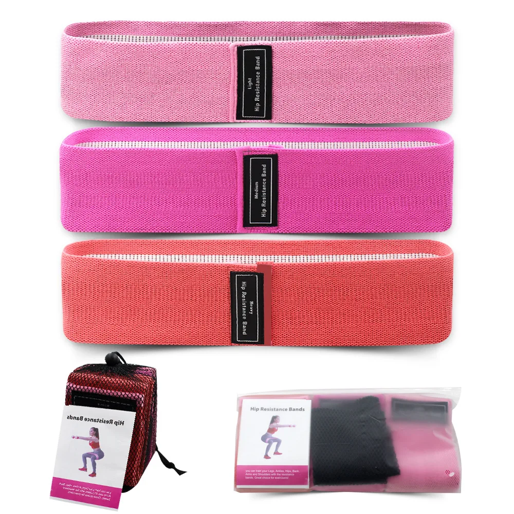 B&M Custom Logo Fabric Gym Fitness Yoga Stretch Bands Set Women Pull Up Workout Hip Exercise Elastic Booty Loop Resistance Bands