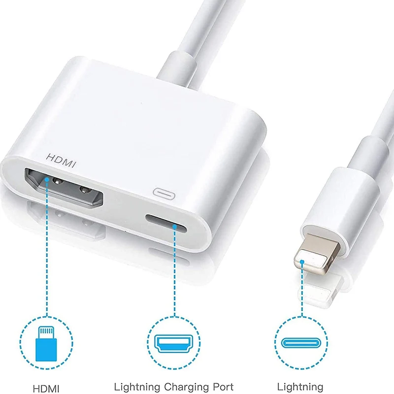  Адаптер Lighting Digital AV-HDTV HDMI-совместим с зарядным портом для IPhone Ipad