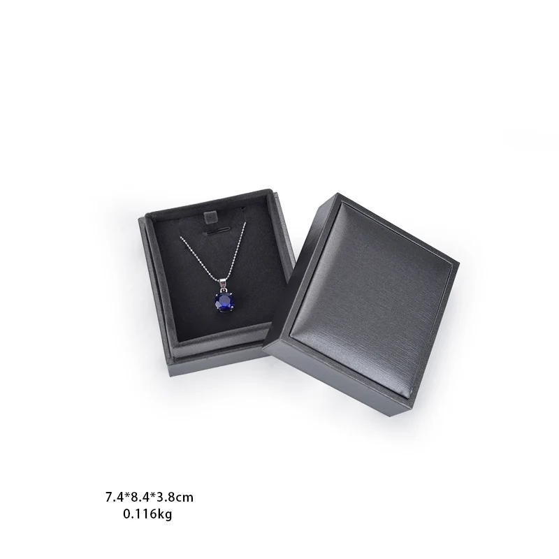 MJJ custom Lid and  Cover smooth Silver gray brushed PU leather jewelry box with black fibre