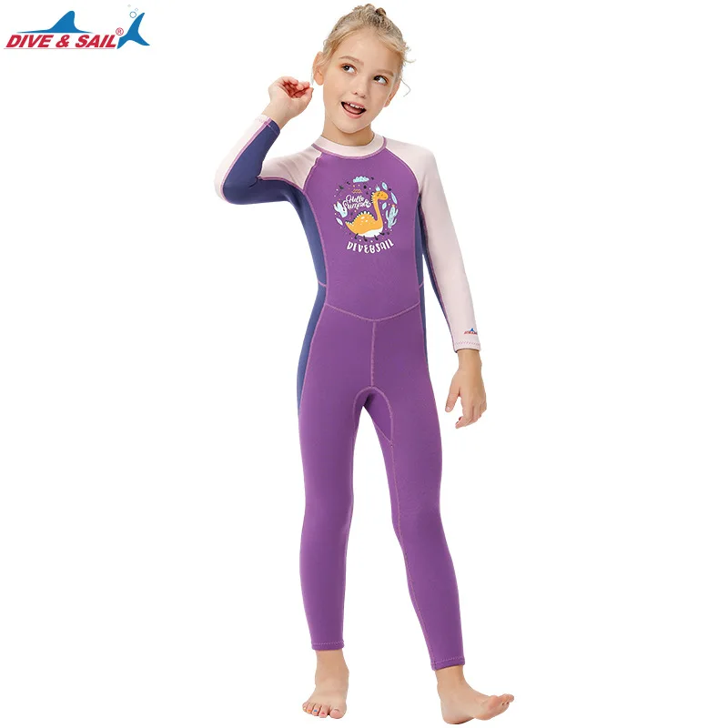 2022 New Arrivals 2.5MM  one-piece long sleeve Diving Swimsuit  winter bathing warm snorkeling surfing wetsuit for children