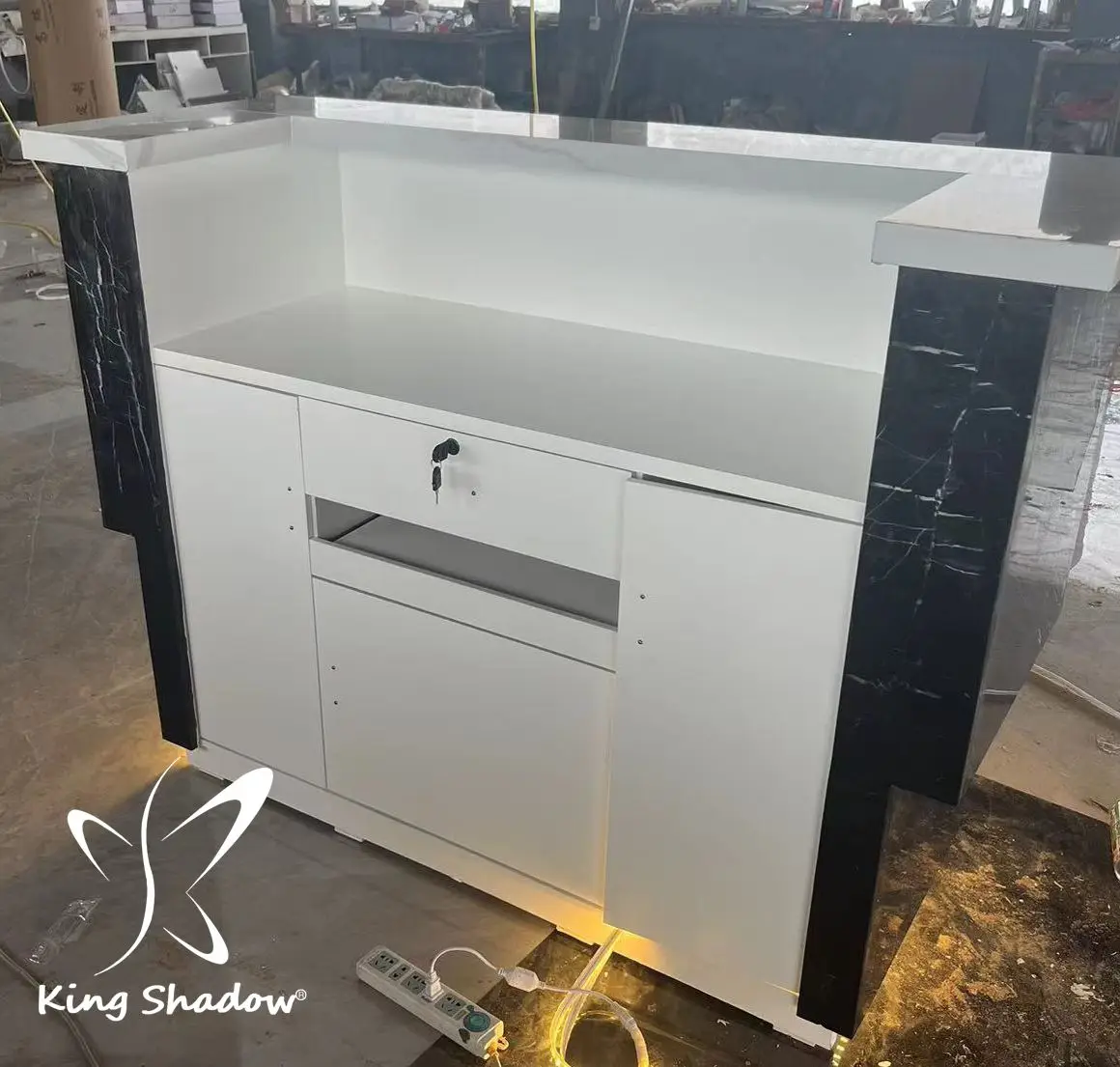 Modern Office Furniture Cash Register Beauty Salon Bar Office reception desk Front desk with LED light marble material
