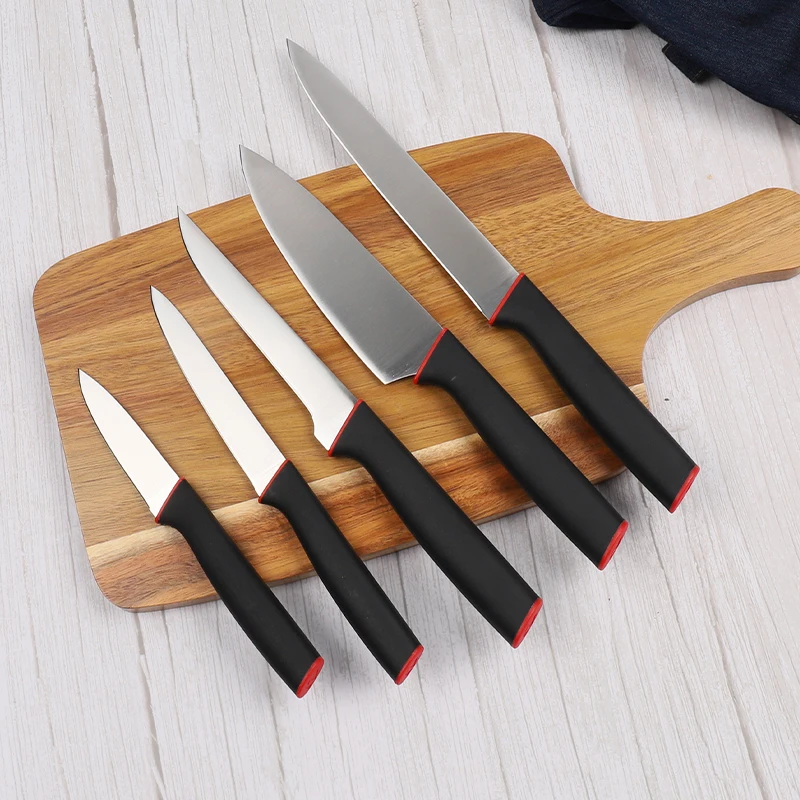 5 Pcs Kitchen Knife Set 3cr14 Stainless steel with TPR Handle Chef Slicing Caving Boning Utility Paring Knives