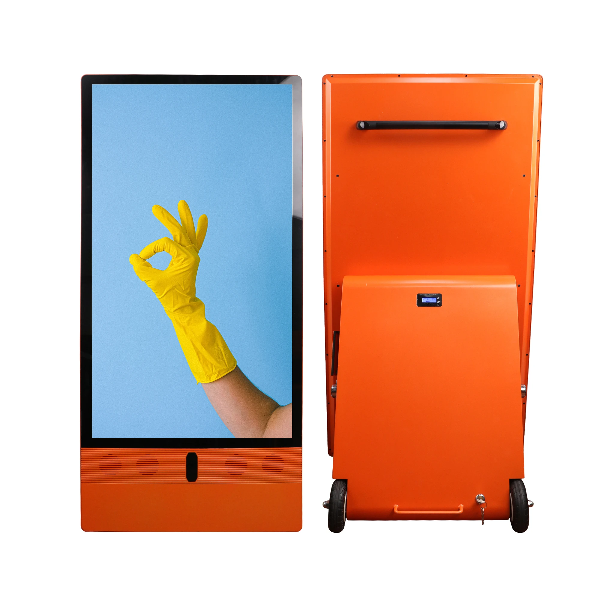 Portworld Outdoor Ads Player Portable Moveable Floor Standing Digital Signage Screen Advertising Player With Wheels