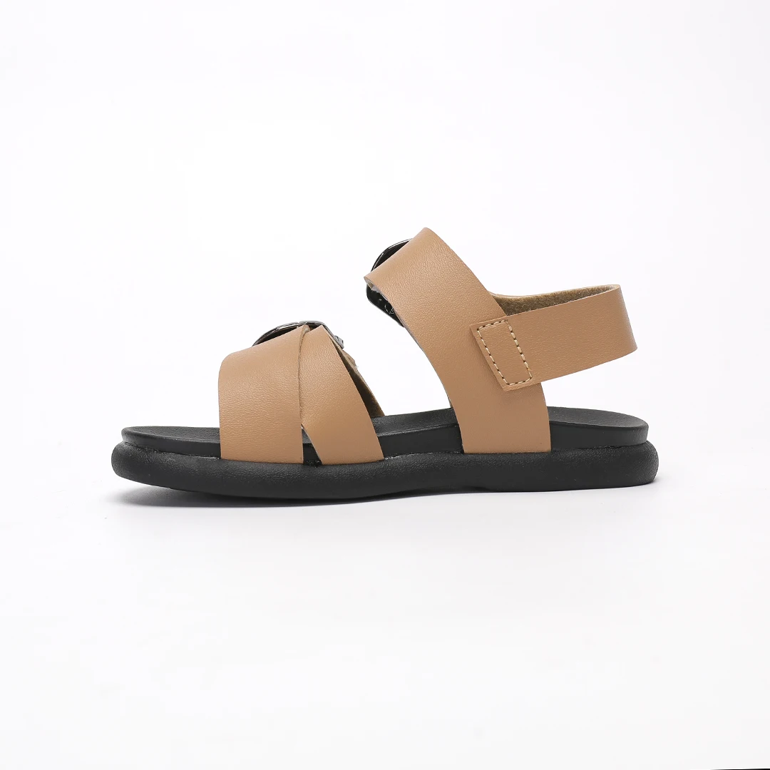 Fashionable Summer Student Beach Sandals shoes for Boys New Kids leather material sandals buckle strap flat feature sandals