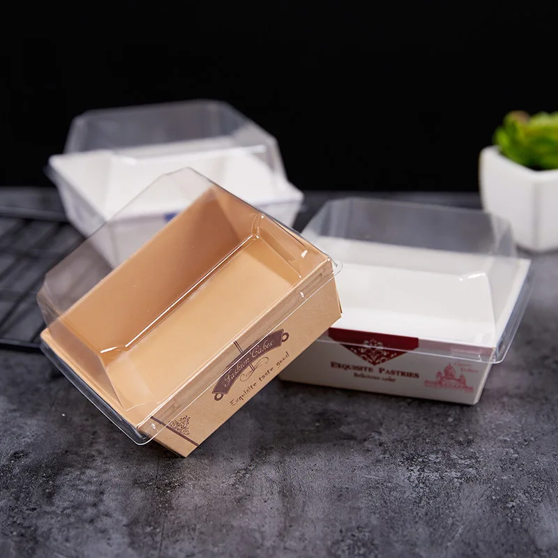 Kraft paper dessert box cake packing plastic package sandwich dessert box