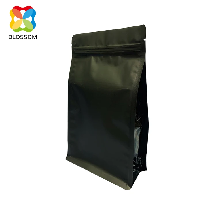 
Ready To Ship Color Printed Plastic Laminated Aluminum Foil Square Bottom Pouch For Coffee Bean With Zipper Top 