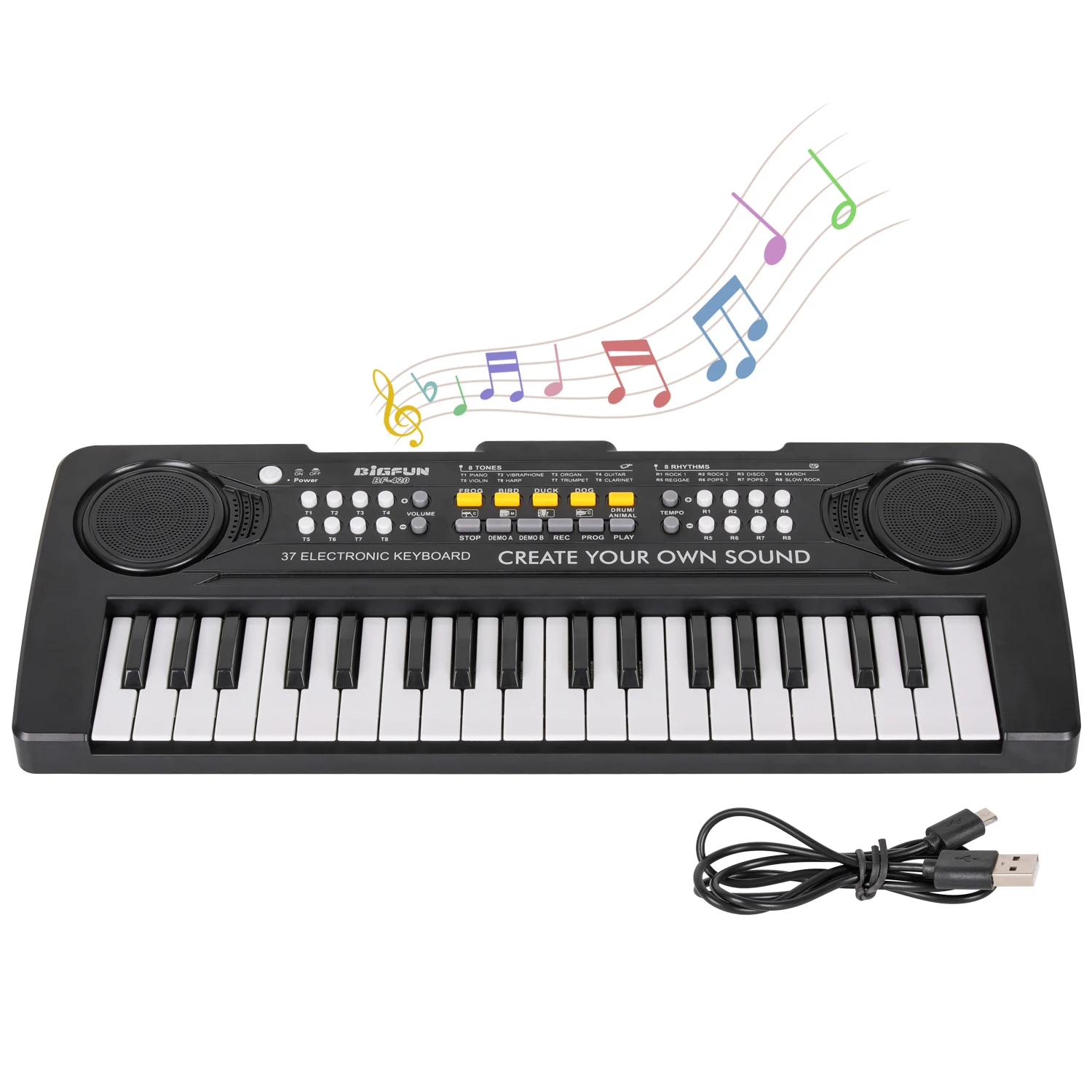 Amazon Hot Sale 2021 37 key Electronic Piano Beginner with USB Power Supply Built In Speakers Electric Kids Keyboard Piano
