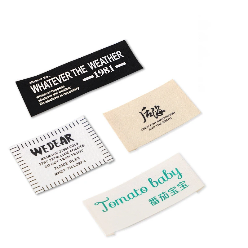 Factory Wholesale Custom Brand Name Clothes Labels Straight Cut Damask Personal Design Logo Print Woven Labels For Clothing