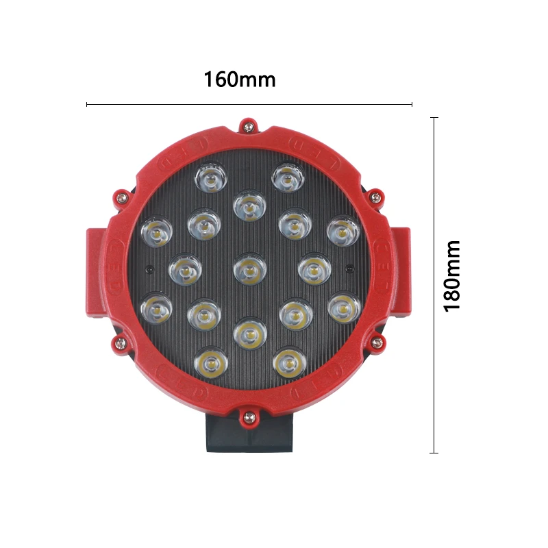 PUERXIN Auto 7 Inch 51W Round Spotlights for Car SUV Flood Led Trucks Fog Lamp Car Strobe Warning Head Driving Work Spot Light