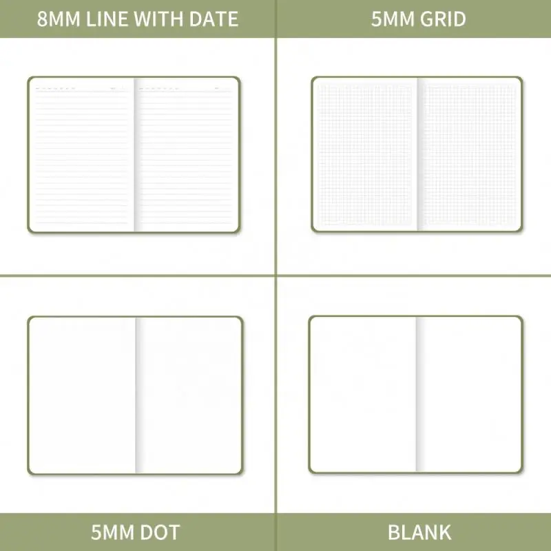 Free Sample Morandi PU Leather Soft Cover A5 Plain Grid Blank Notebook Dotted