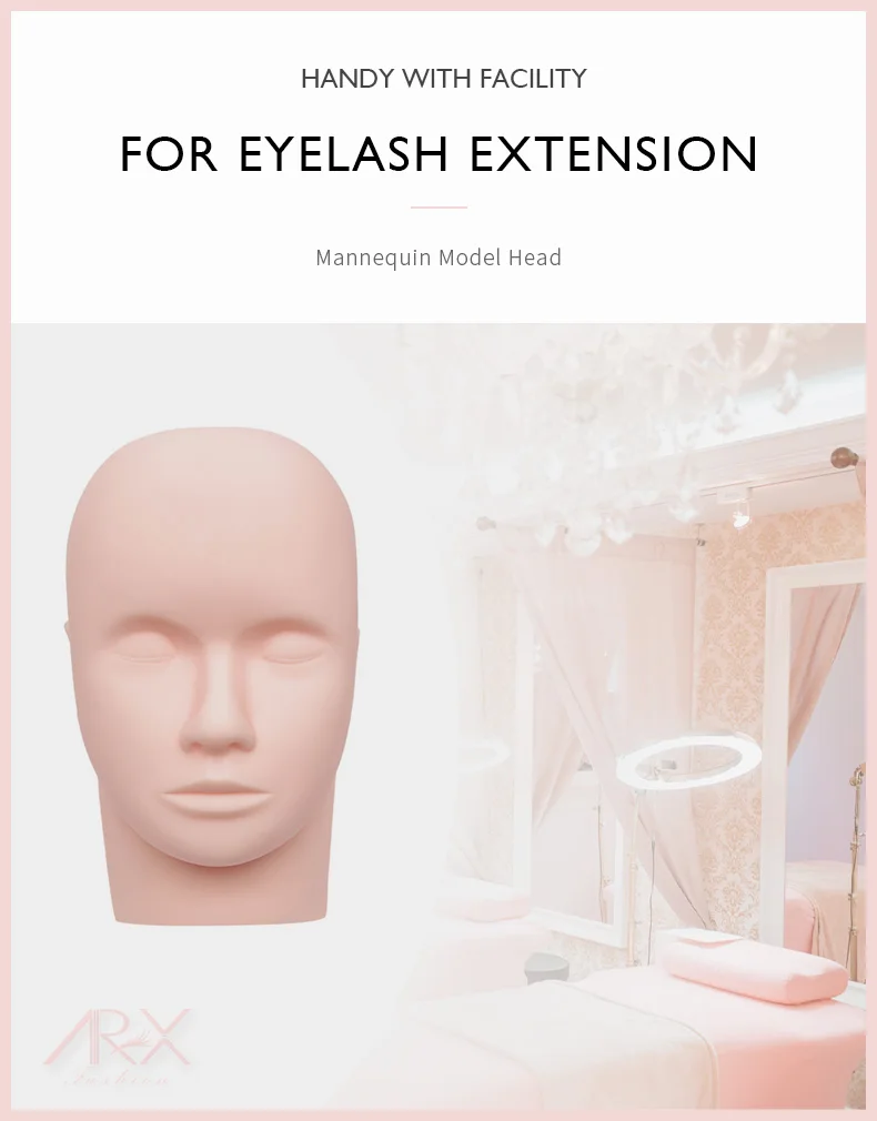False Eyelashes Training Tool Practice Silicone Mannequin Model Head Beginner Set Practicing Head Mannequin