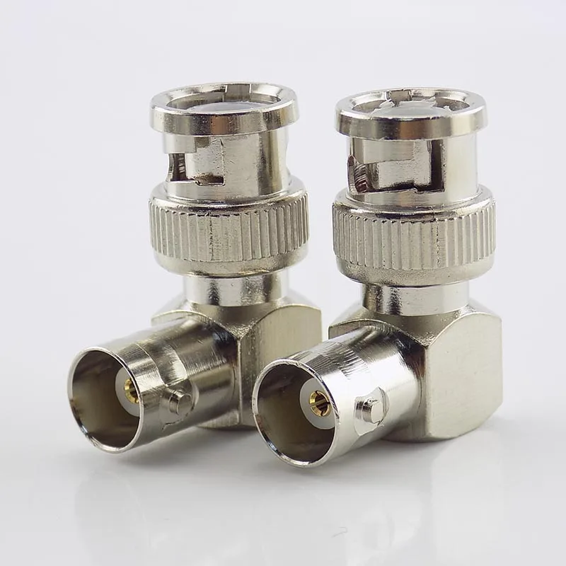 L-shaped BNC Male Connector Adapter Right Angle to BNC Female Jacks Adapter for CCTV video camera