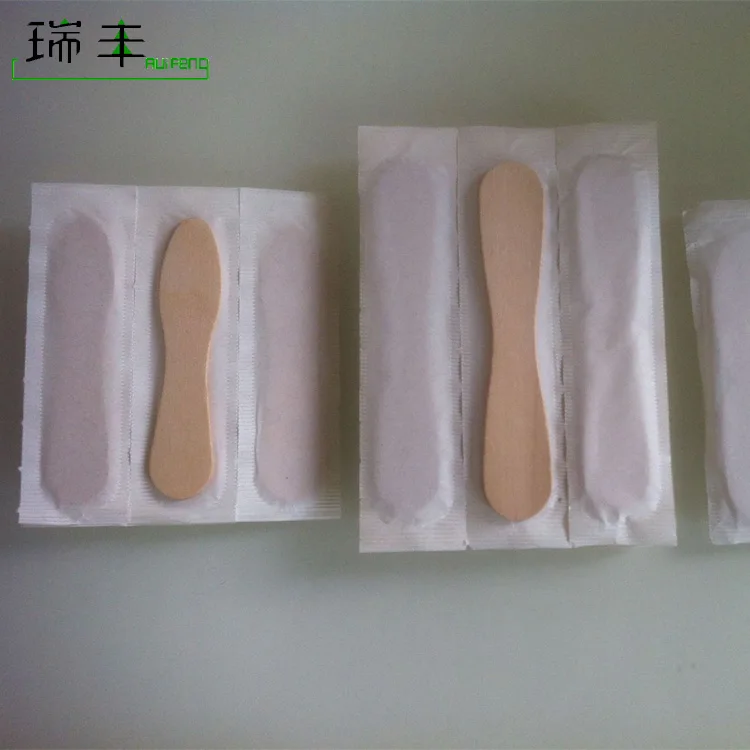 Wholesale Food grade logo printed disposable paper wrapped wooden ice cream spoon