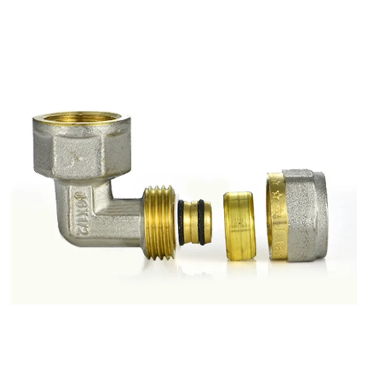 PEX aluminum plastic pipe copper elbow Brass pipe compression joint internal thread elbow