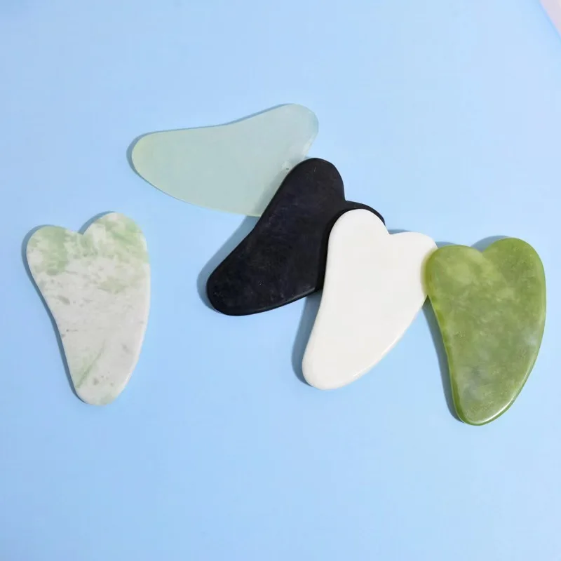 Natural Green Jade Gua Sha Stone Smooth Cold Muscle Relaxation Massage small gua sha Scraper Tools Body Gouache Face Set
