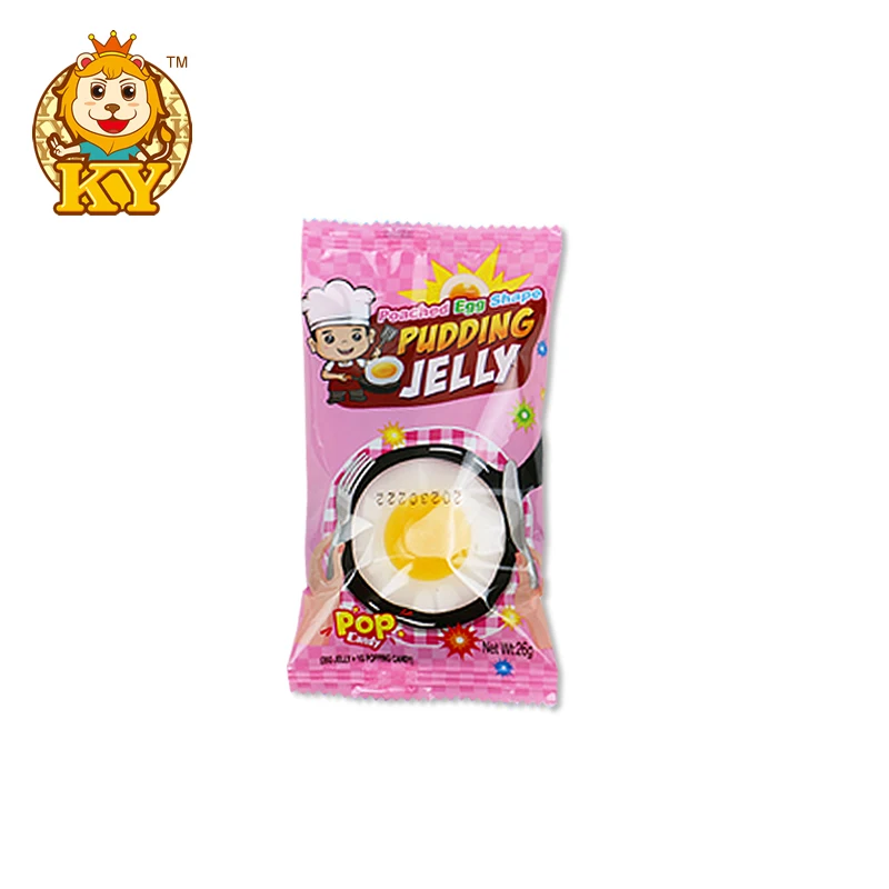 Hot selling snack food soft candy fruity flavor funny fried egg shape  fast food gummy  jelly pudding candy toys for kids