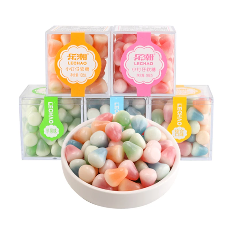 Lechao Box Pack Colorful Halal Ball Soft Candy Beans Rainbow Candy Toys Assorted Fruit Sweets Jelly Bean
