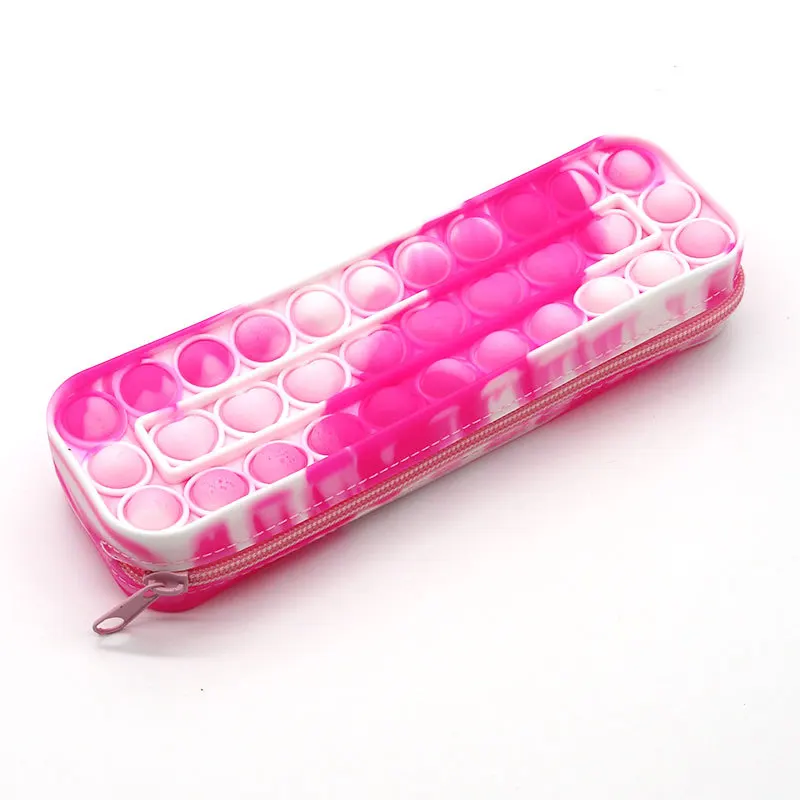 Cute cartoon fidget silicone bubble pencil bag kids school large pop it pencil case