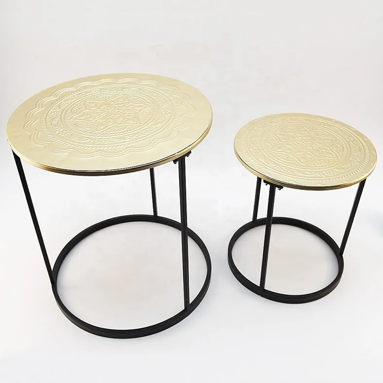 Luxury round coffee table hotel horse height adjustment coffee table set