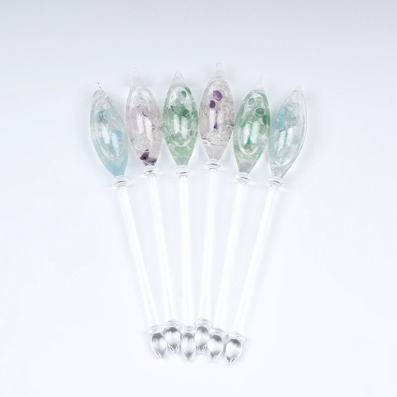 Multifunctional High Borosilicate Crystal Clear Rose Quartz Glass Stirrers for Water Coffee Drinks