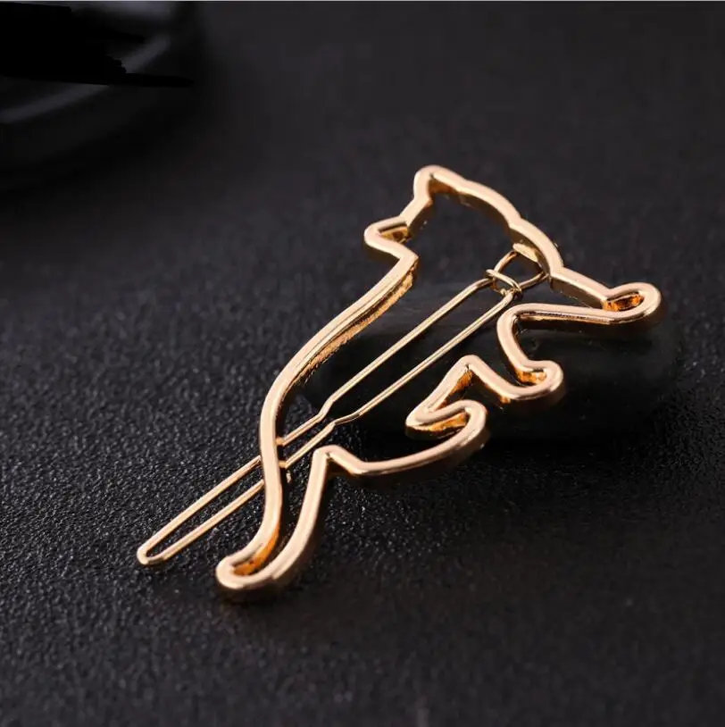 HC10006 Fashion Retro Gold Plated Hair Clips, Cat Barrette Hairpins, Korean Hairpins Alloy Hair Clips Sets For Girls