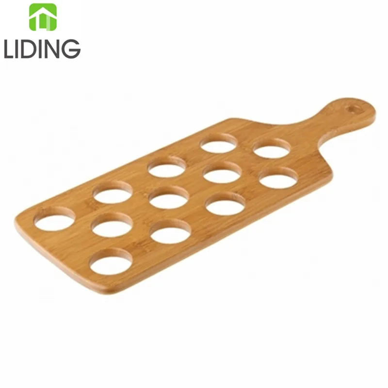 Bamboo Beer Tasting Tray Wooden Serving Paddle Beer Flight Glass Set